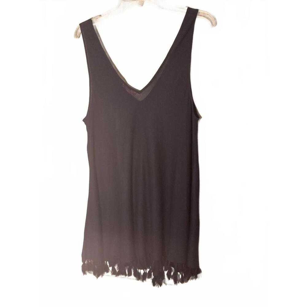 Lilly Pulitzer Navy V-Neck Semi Sheer Knit Swim Coverup with Fringe XL - Picture 7 of 8